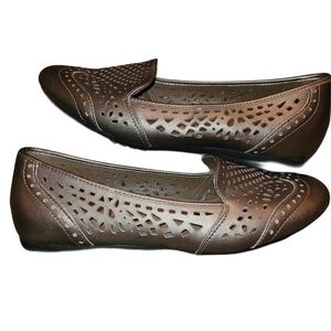 Cobb Hill Metallic Brown Leather Upper Loafers 8M